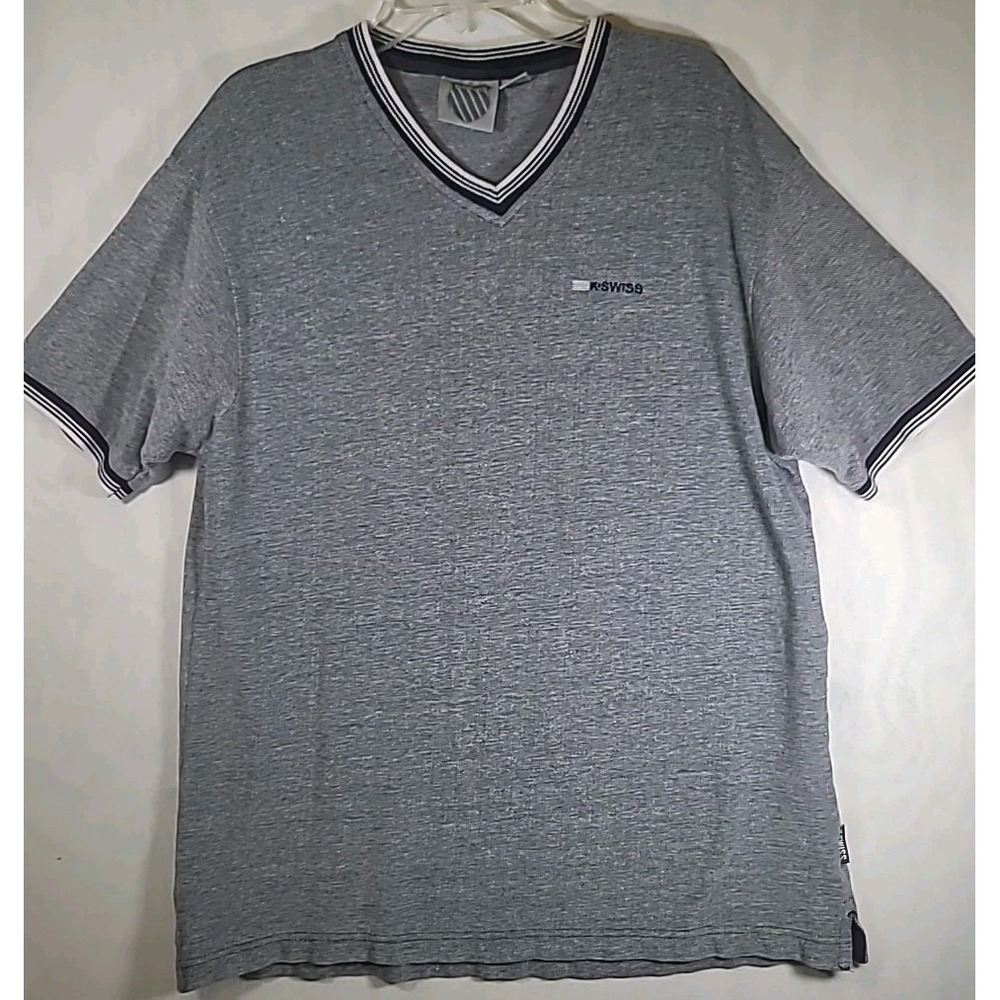 K-Swiss Training Polo Shirt Mens‎ Size XL Heavy Knit Cotton Gray Short Sleeve